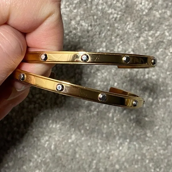 Michael Kors Heritage Astor Studded Cuff Bracelet Rose Gold and Silver Tone - Picture 2 of 8